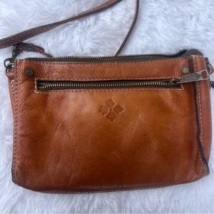 Patricia Nash Cognac Leather Crossbody with Front Zip